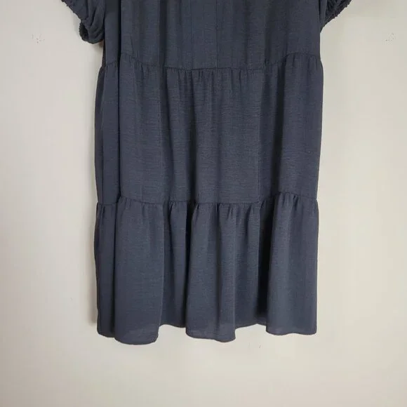 CeCe Black Tiered Midi Dress Balloon Sleeves Babydoll Boho 3X - Picture 5 of 9